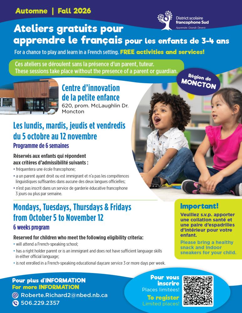 2026 09 22 Ateliers Apprendre le francºais 3 4 ans Moncton